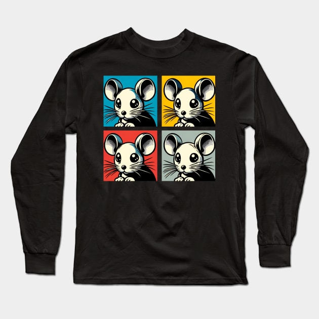 Pop Mouse Art - Cute Cartoon Mouse Long Sleeve T-Shirt by PawPopArt